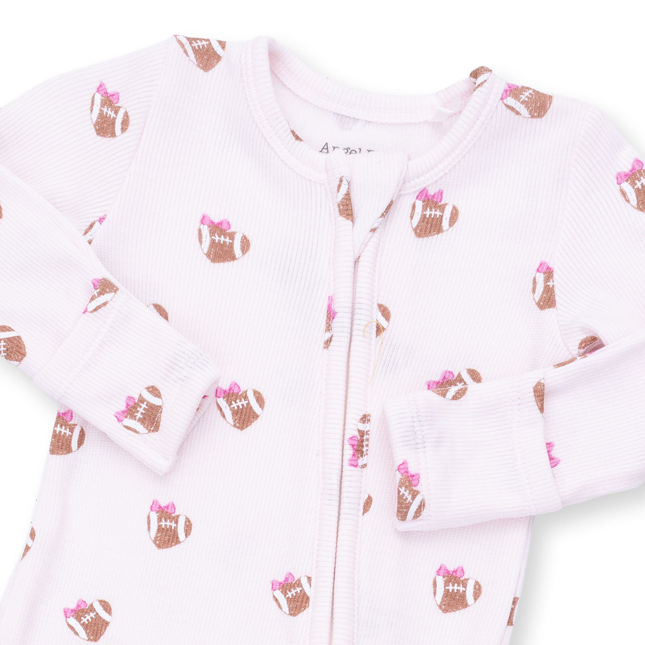 2 Way Zipper Ruffle Footie | Mini Football Hearts