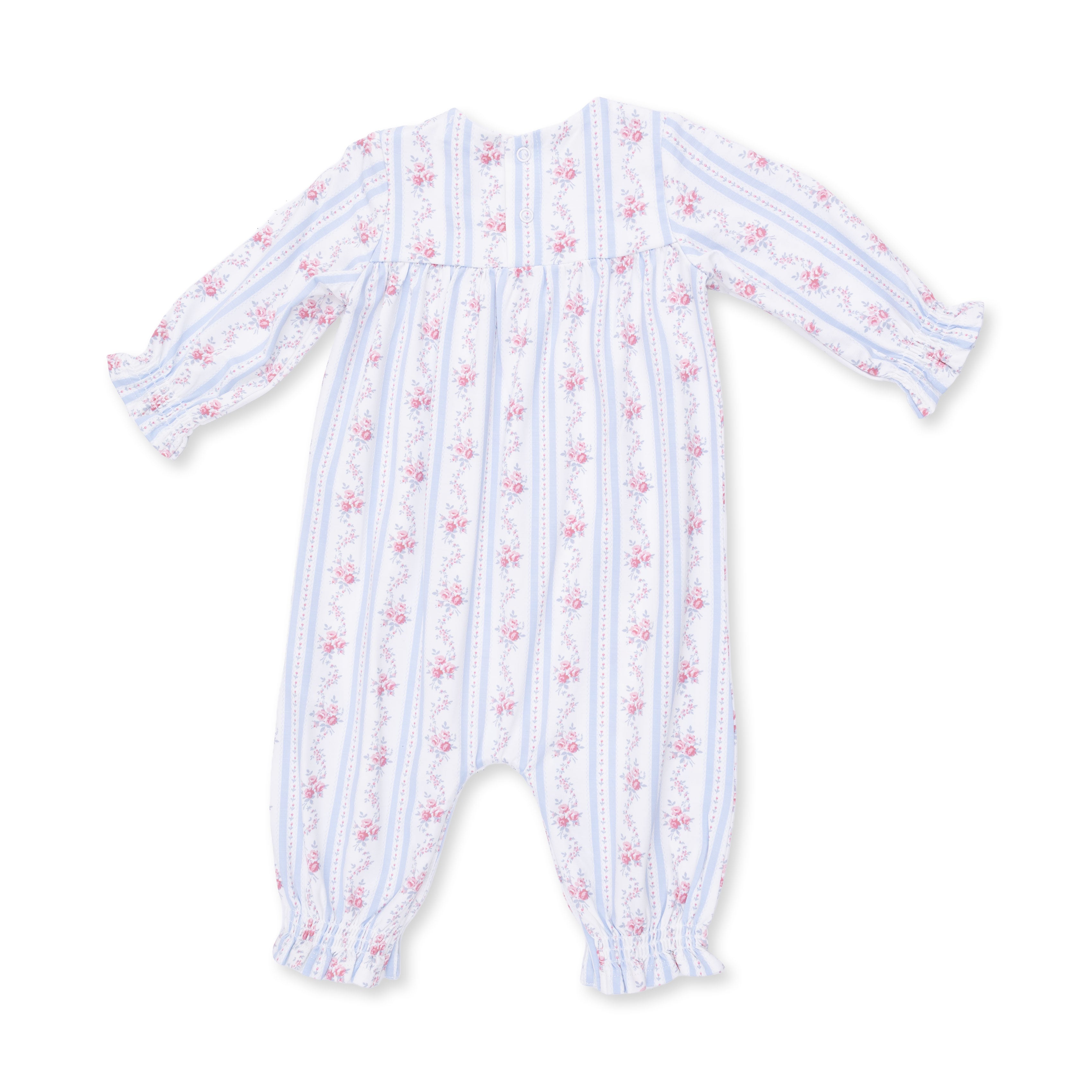 Smocked Long Sleeve Romper | Anna Floral Stripe