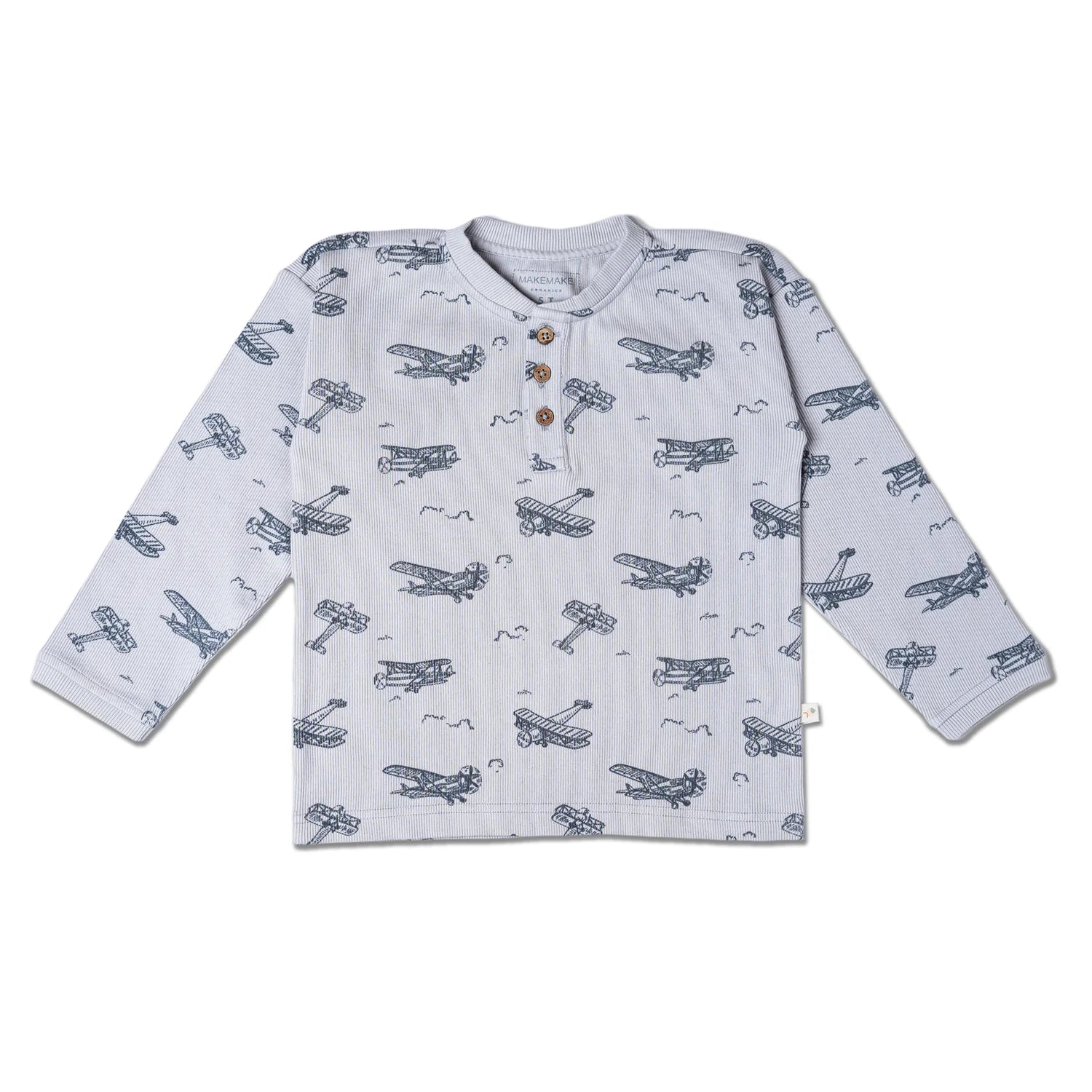 Organic Henley Tee - Airplanes