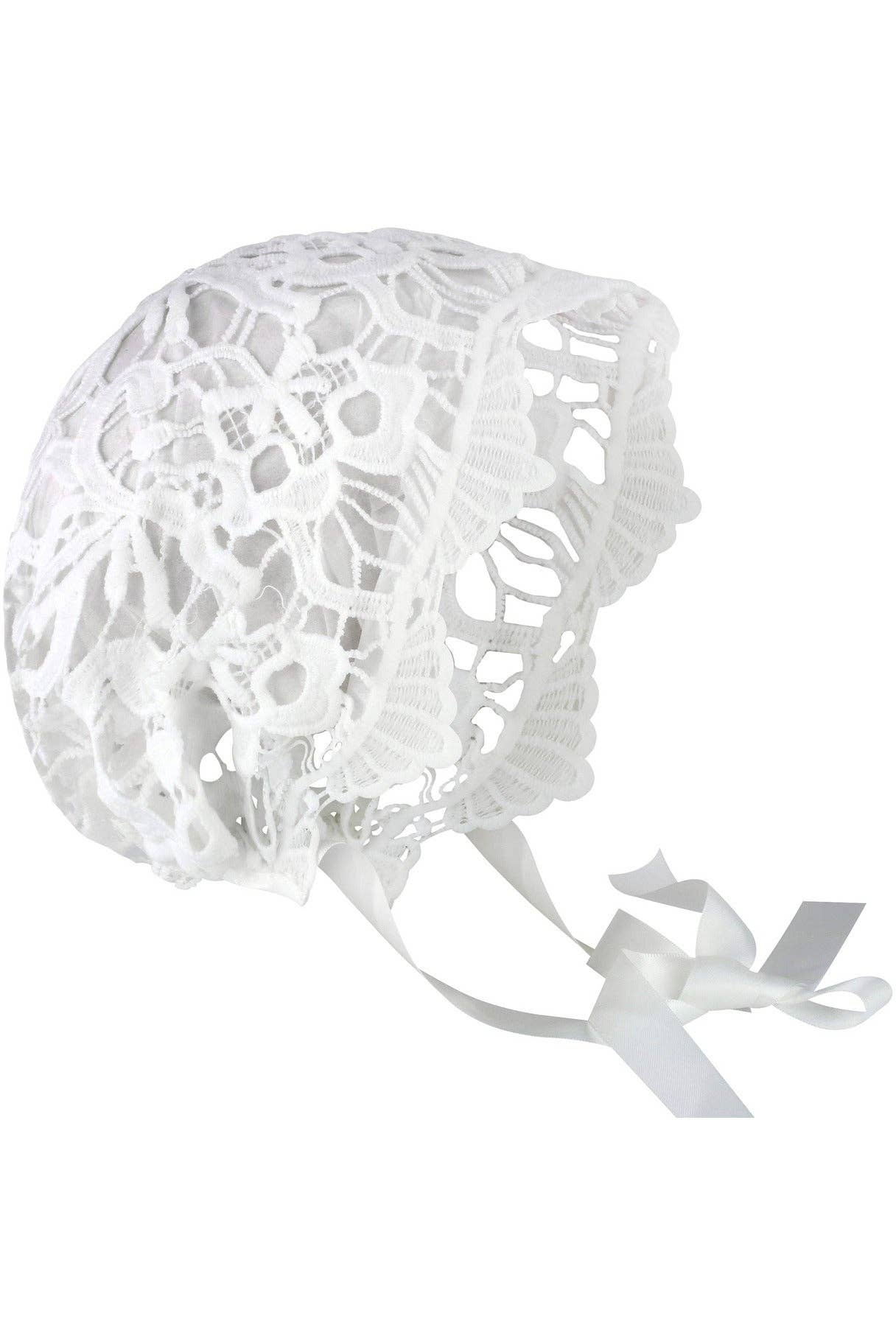 Baby Girls White Lace Christening & Baptism Dress w/Bonnet