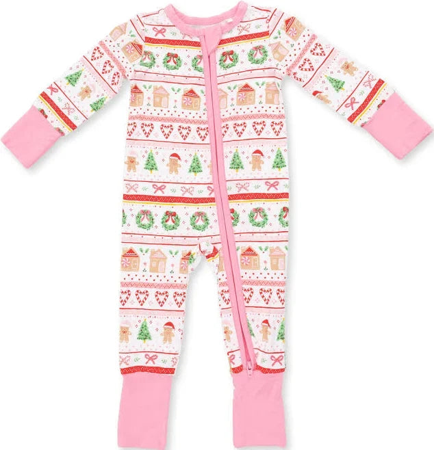 Convertible Romper | Gingerbread Fair Isle Pink