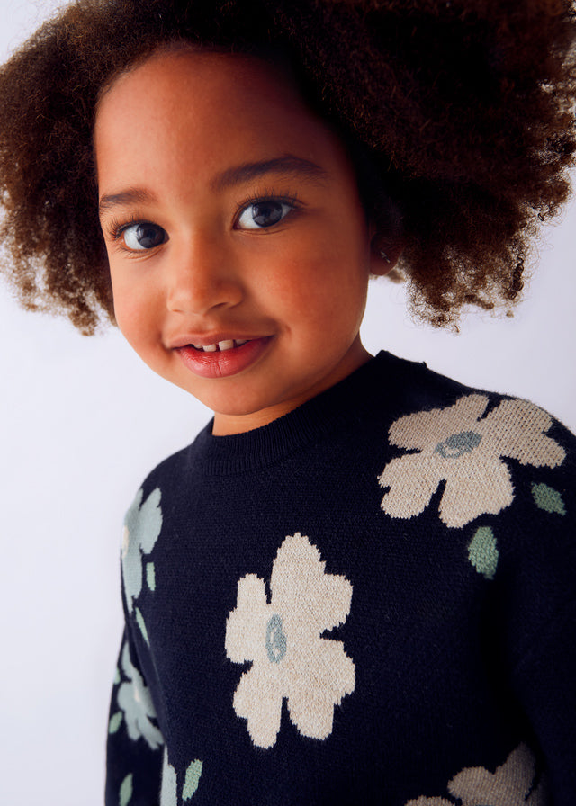 Dark Navy Flowers Sweater