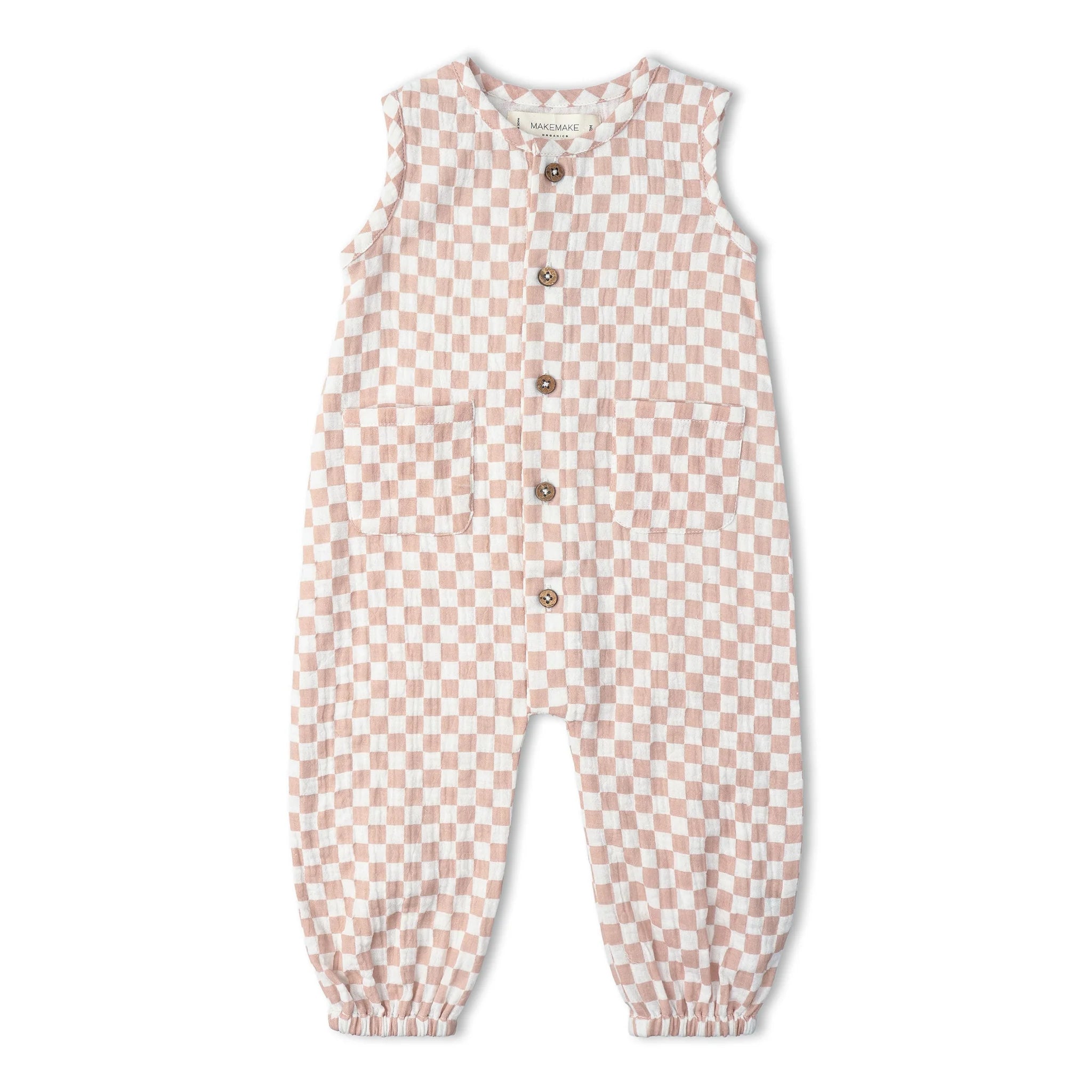 Organic Buttoned Jumpsuit | Brick Checks