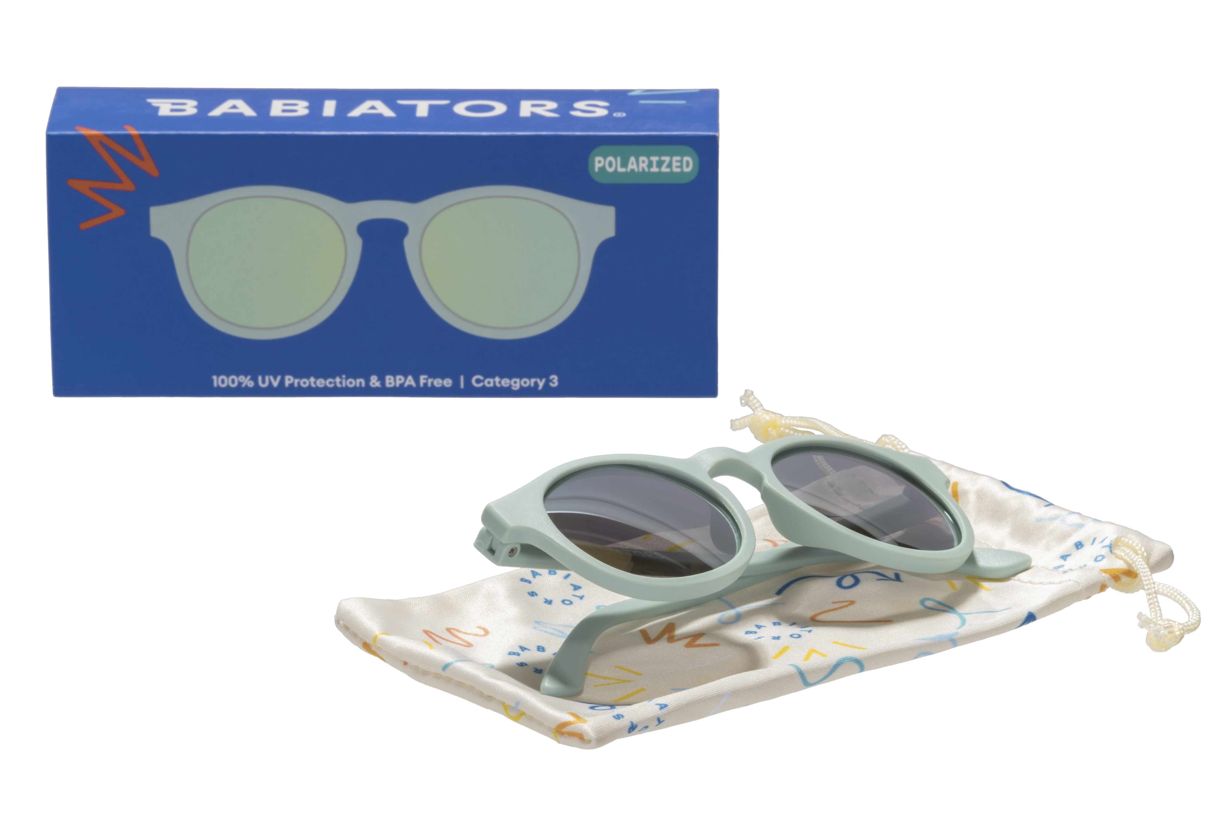 Seafoam Blue Polarized Keyhole Sunglasses with Mirrored Lens