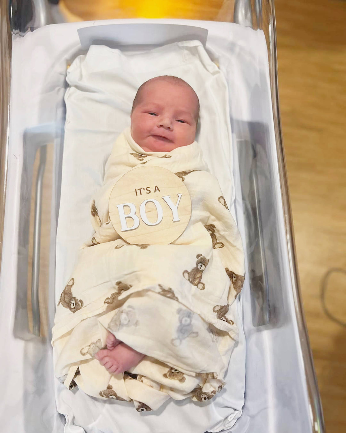 Bamboo Muslin Swaddle Baby Blanket | Teddy Bear