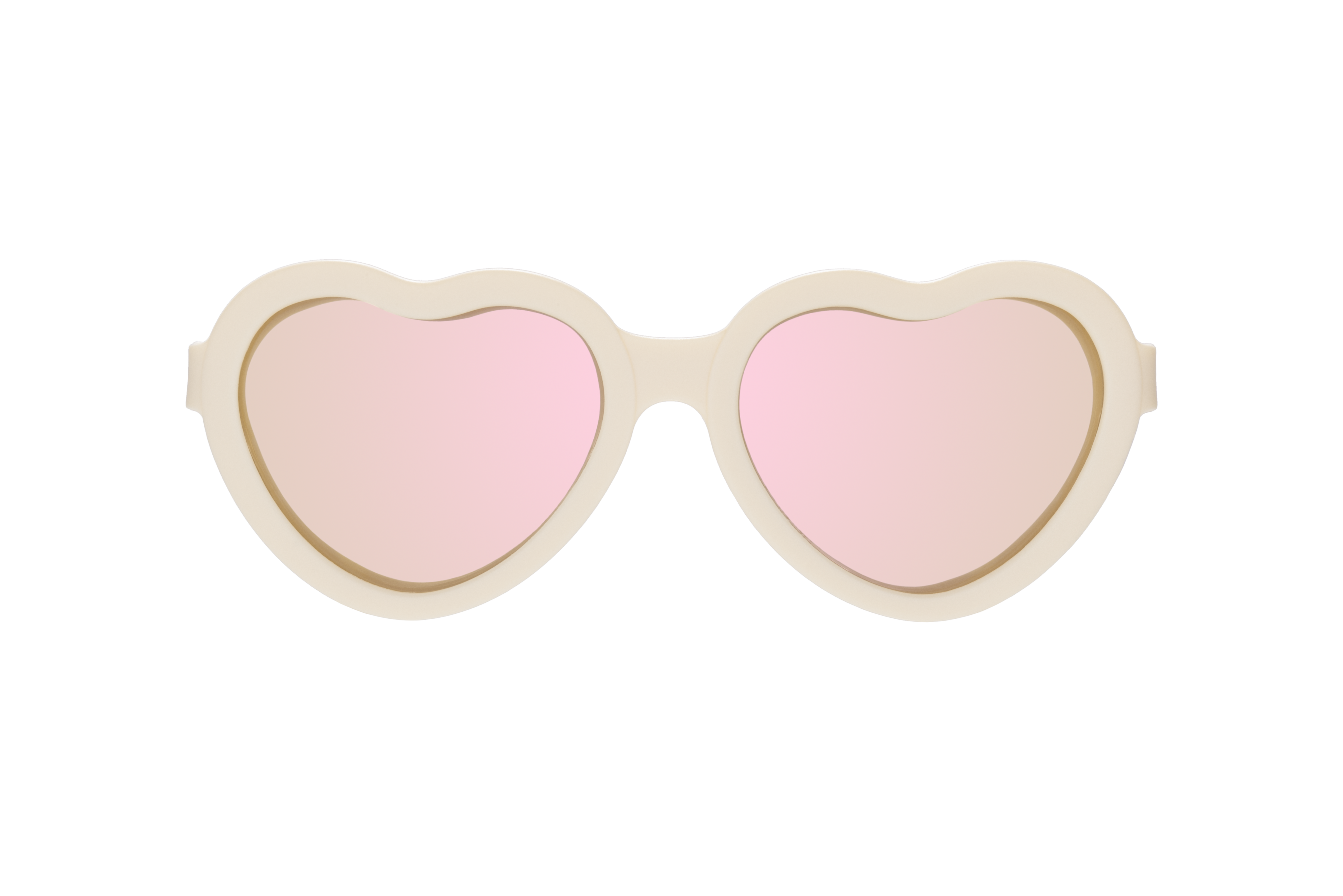 Sweet Cream Polarized Heart Sunglasses with Mirrored Lens