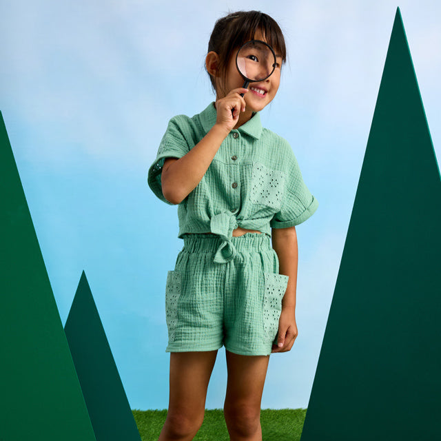 Eyelet Shorts and Blouse Set