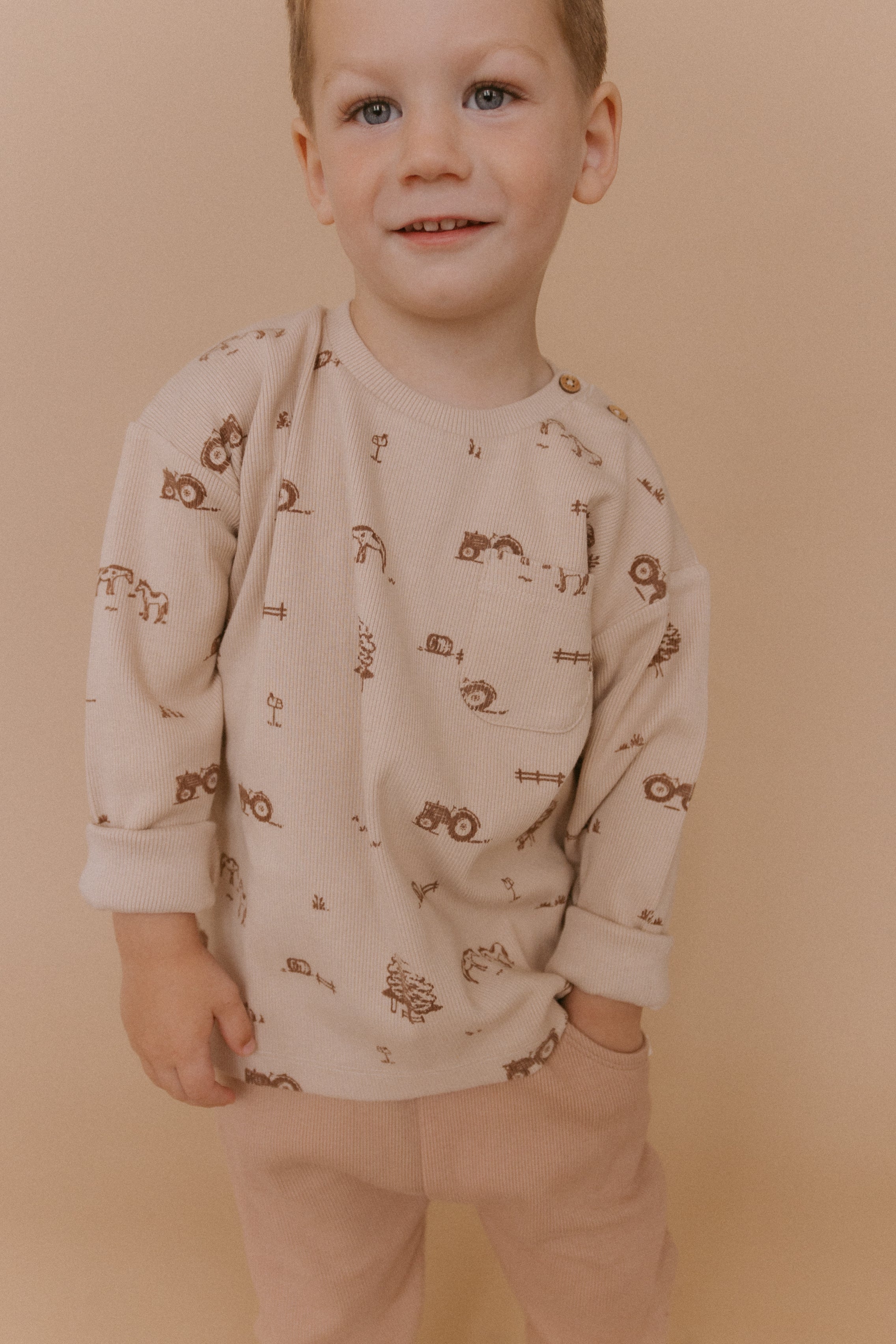 Organic Tee & Foldover Pant Set - Farm