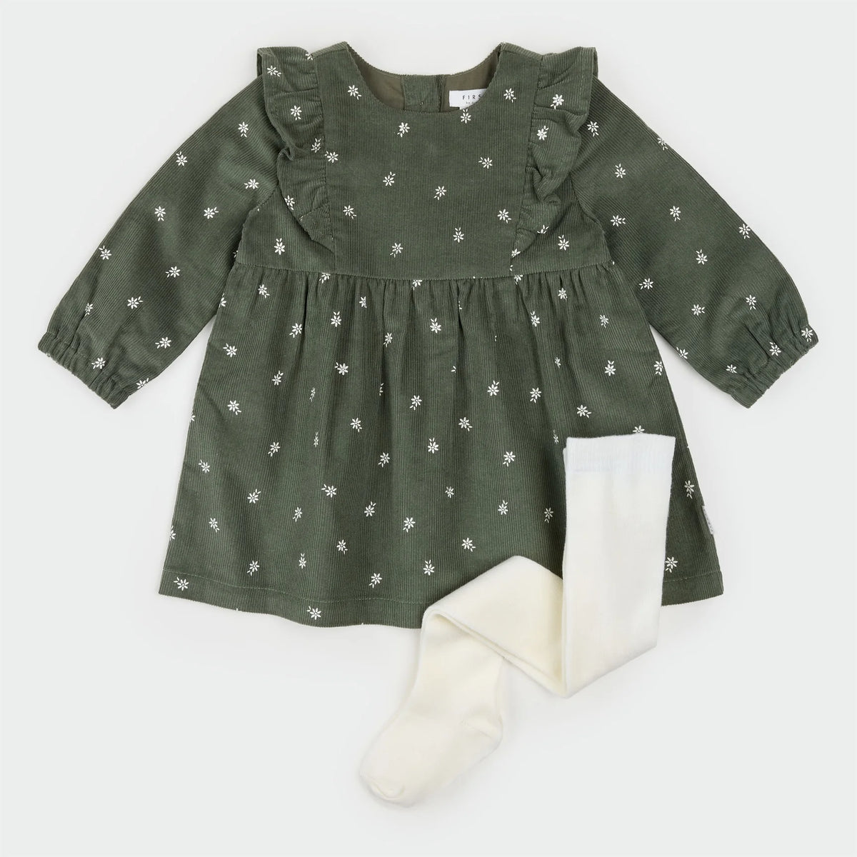 Sweet Floral Corduroy Dress Set