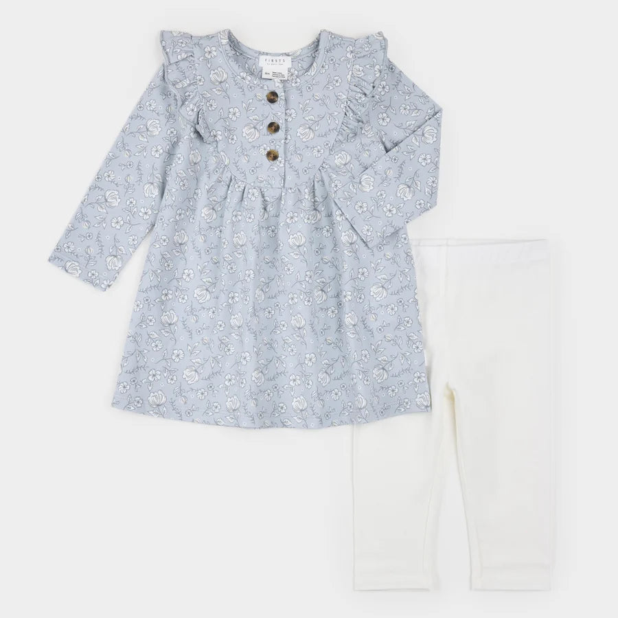 Frost Flower Print Jersey Dress Set
