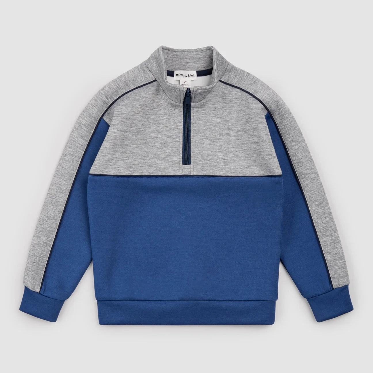 Grey Mix and Blue Scuba Knit Half-Zip Pullover & Joggers
