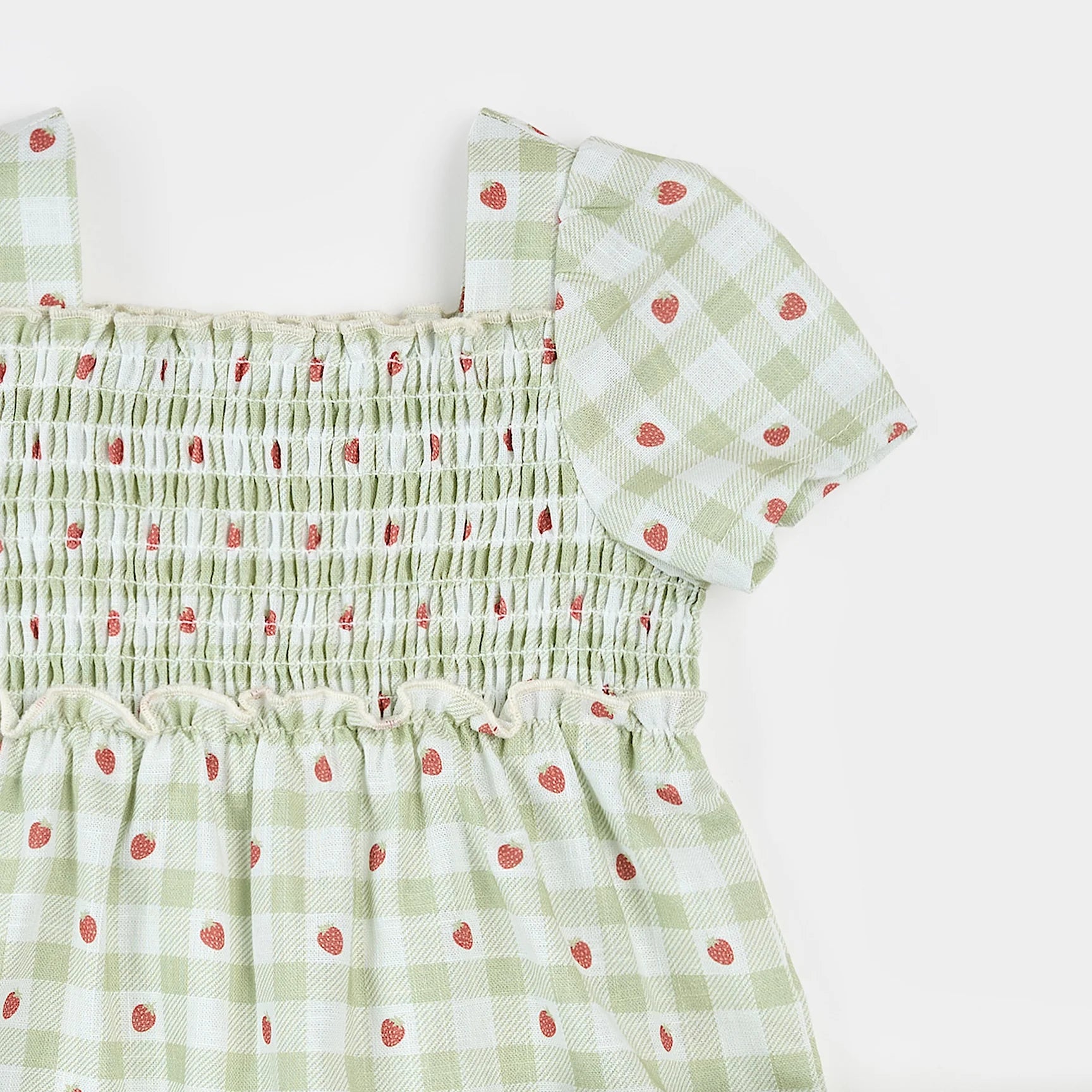 Strawberry Gingham Print Dress Set