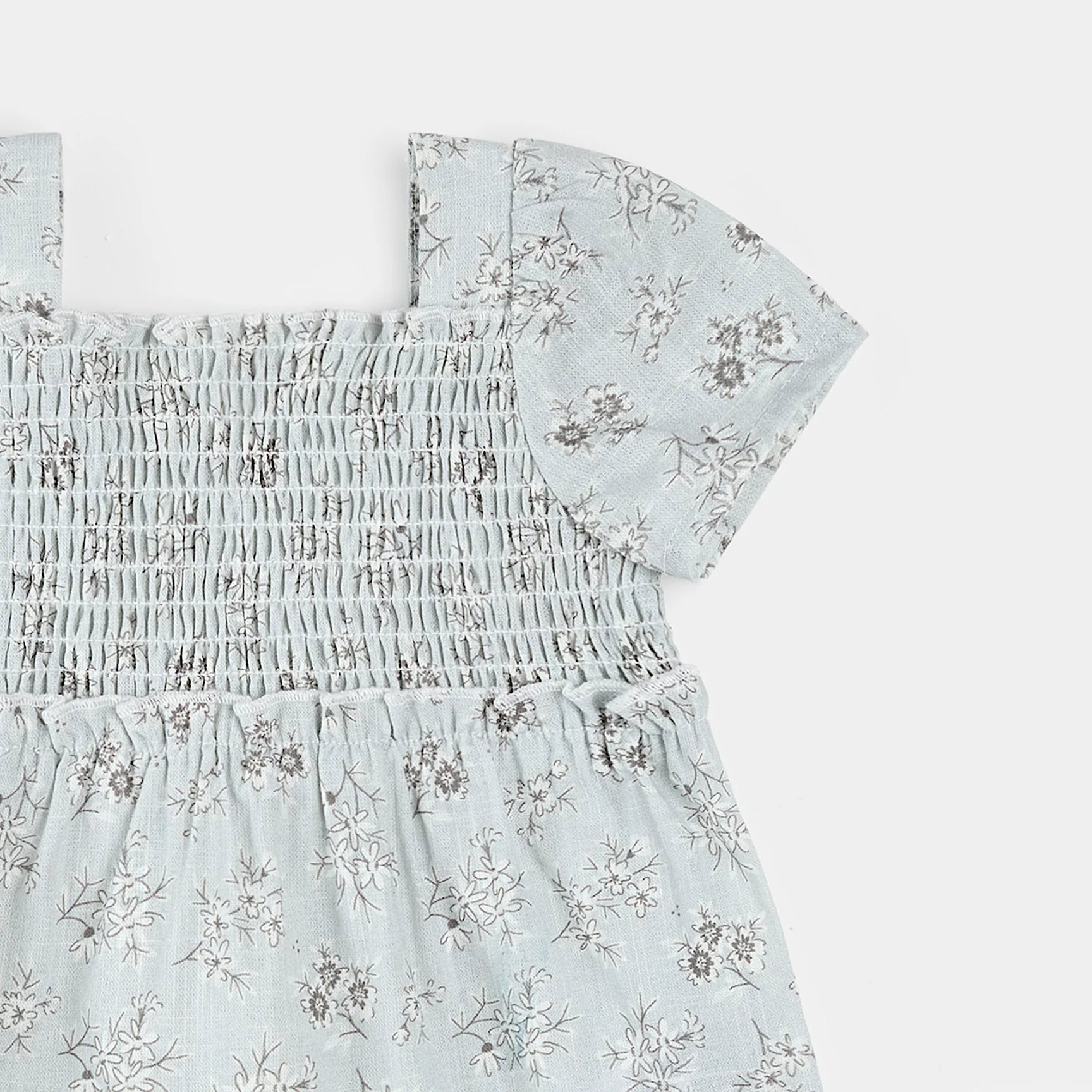 Vintage Floral Print on Powder Blue Dress Set