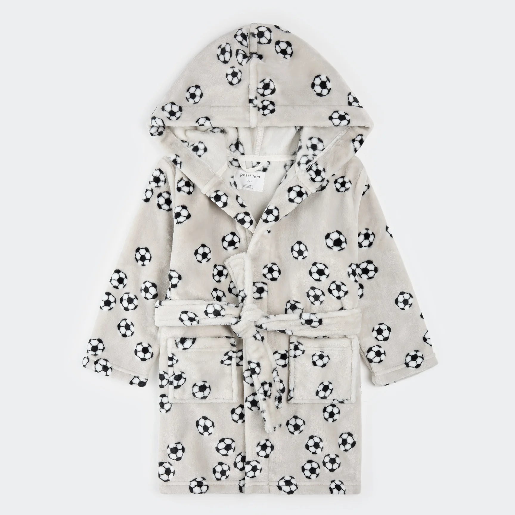 Soccer Ball Print on Lunar Rock Plush Robe