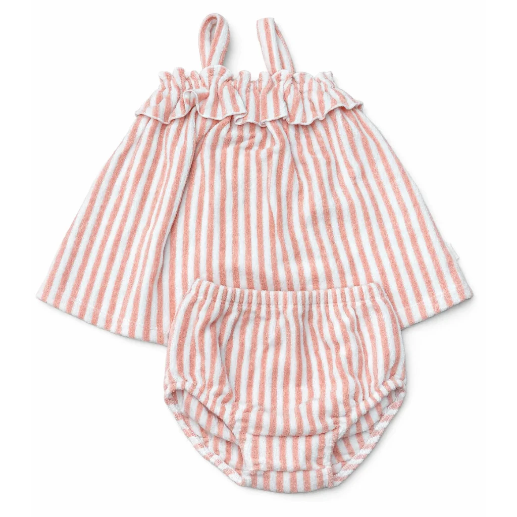 Pink Stripe Dress + Bloomer Set