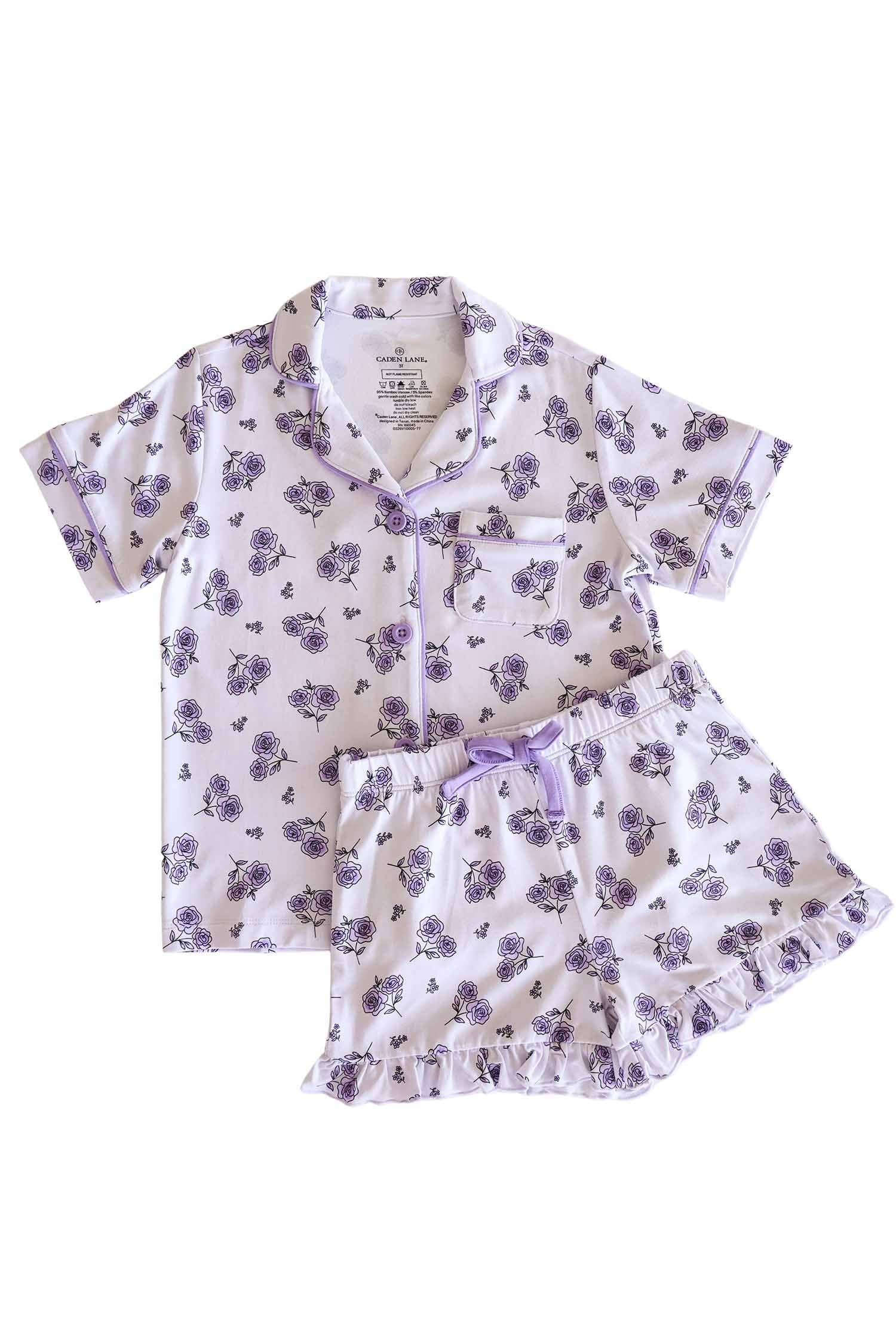 Girl's Two Piece Short Lounge Set | Amethyst Garden
