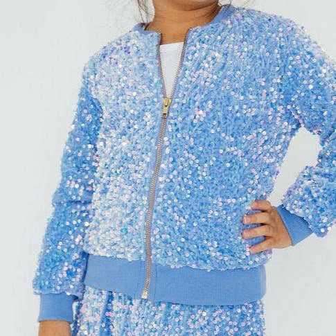 Light Blue Velvet Sequin Jacket