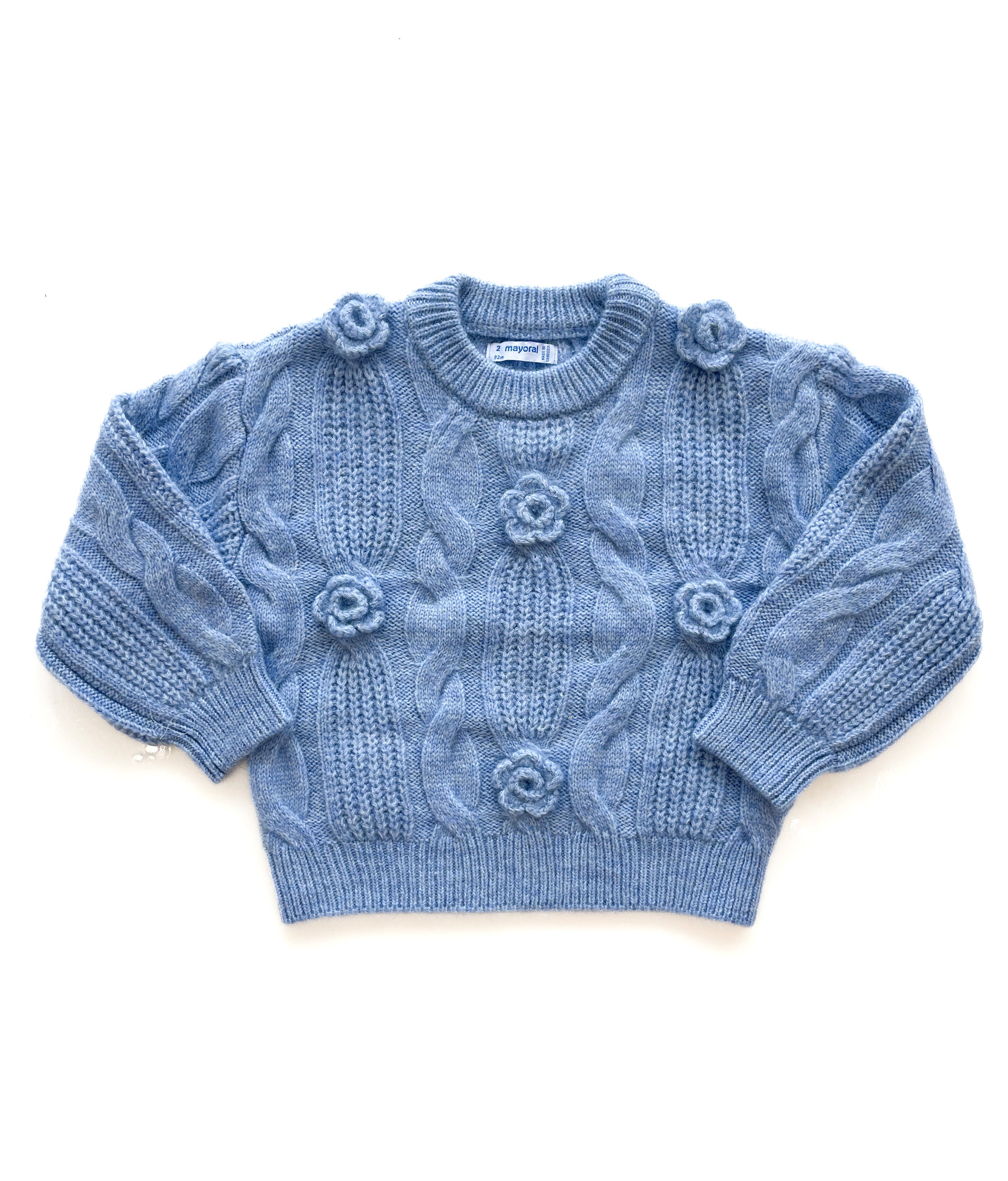 Blue Flower Applique Sweater
