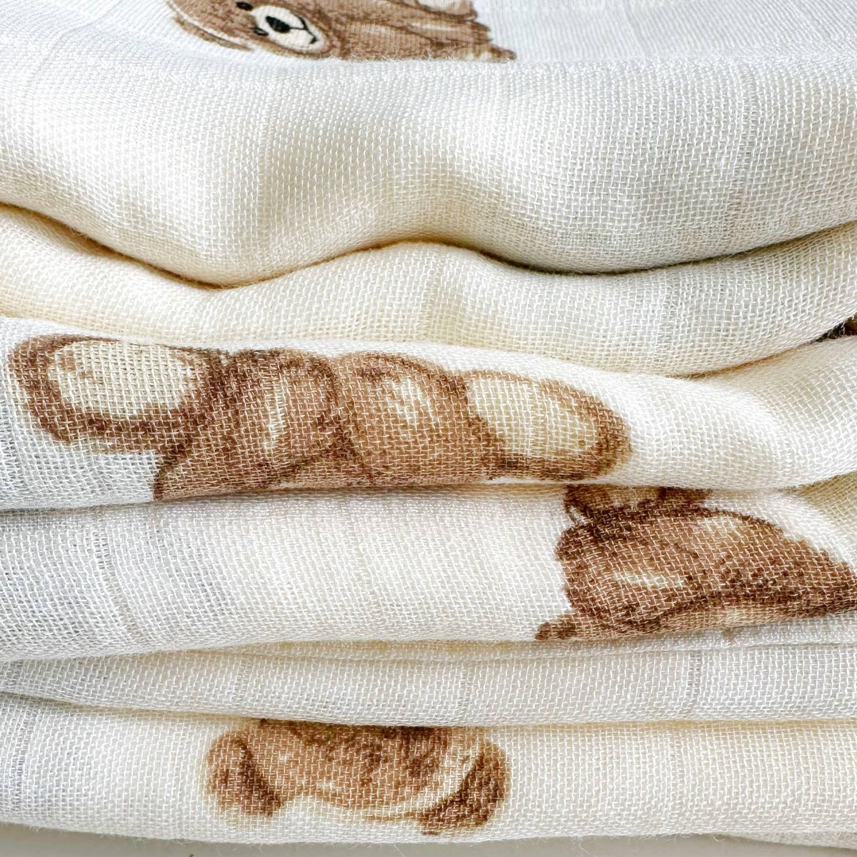 Bamboo Muslin Swaddle Baby Blanket | Teddy Bear