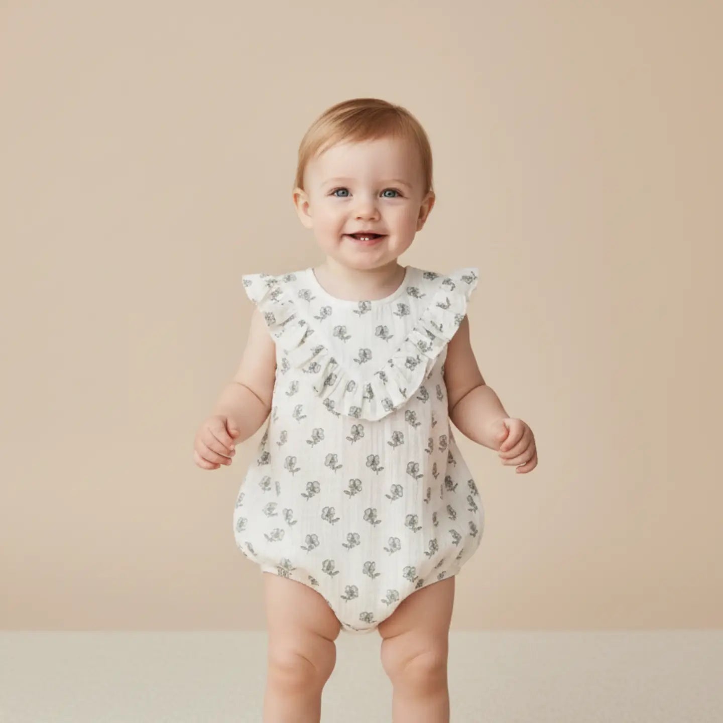 Sleeveless Ruffle Bubble Romper | Poppy