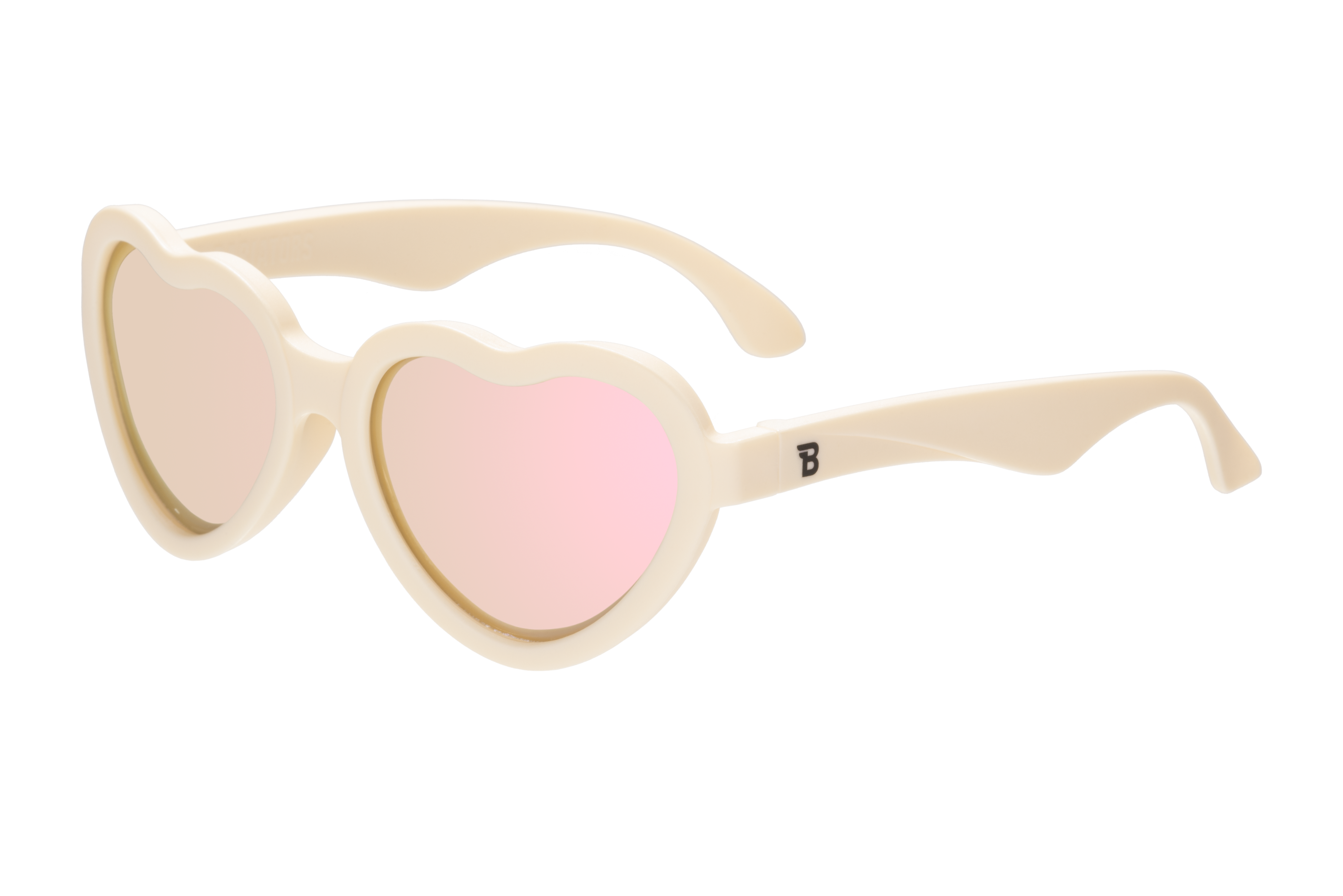 Sweet Cream Polarized Heart Sunglasses with Mirrored Lens