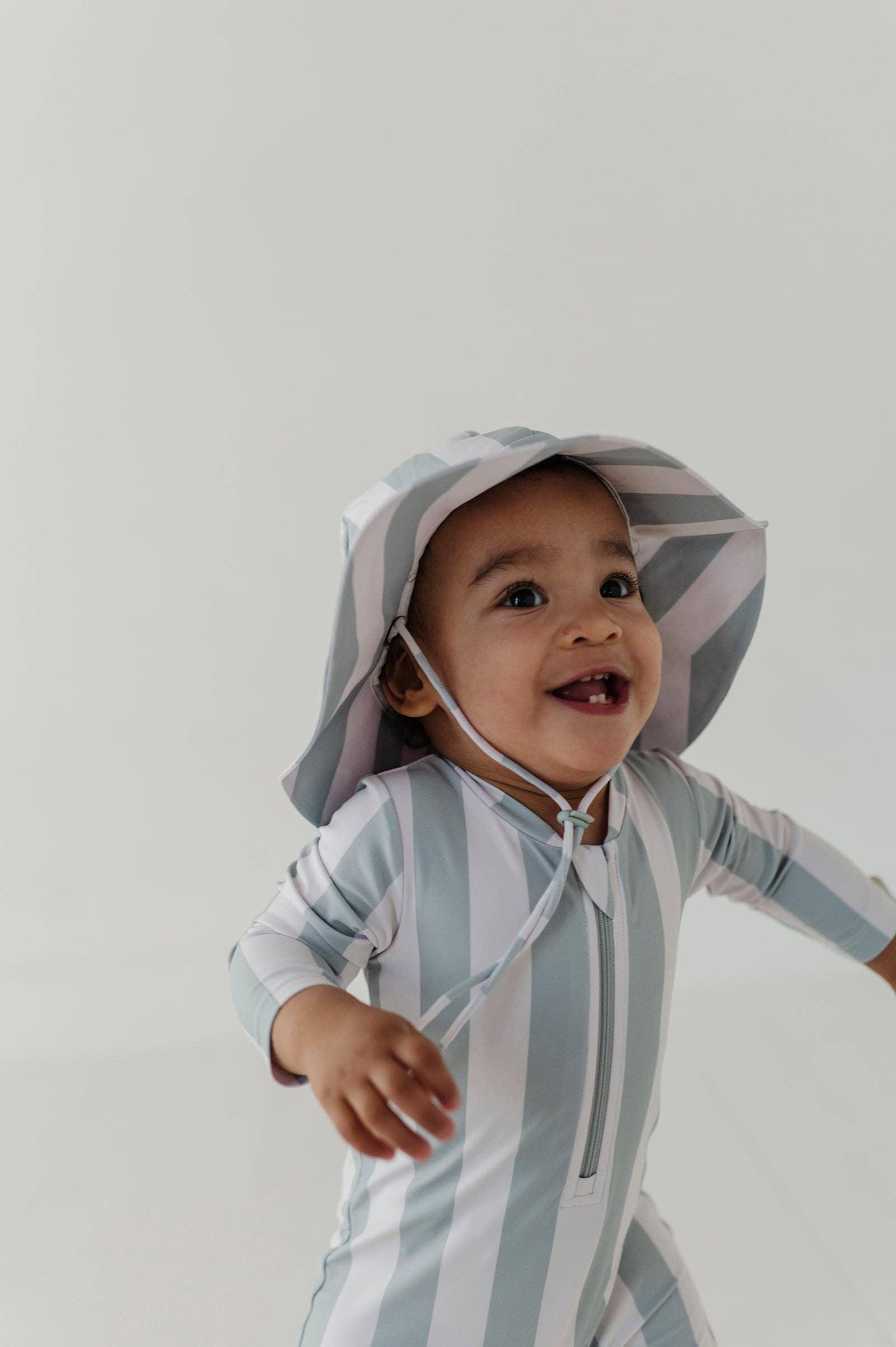 Sun Hat | Aqua Grey Stripe
