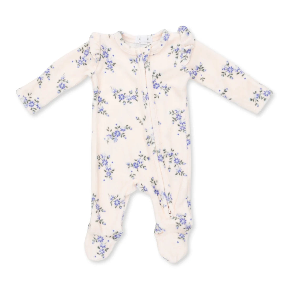 2 Way Zipper Ruffle Sleeve Footie | Hanna Floral Velour