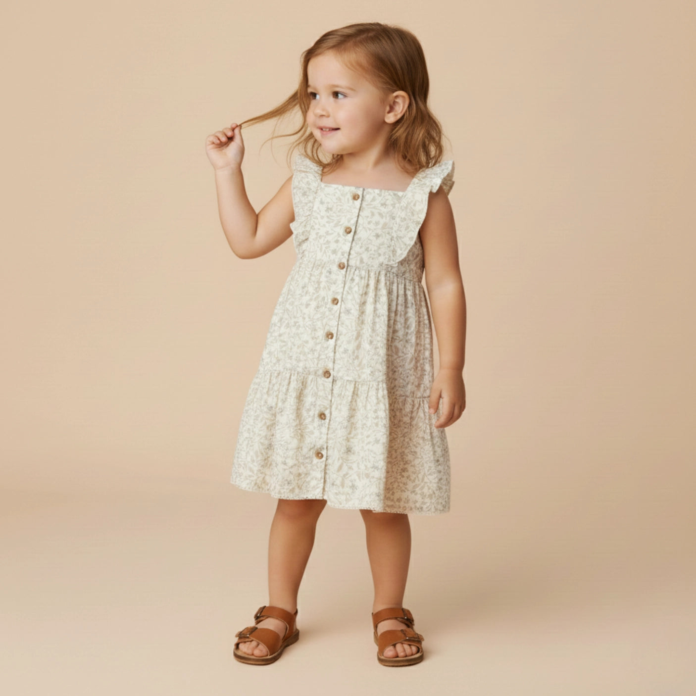 Flutter Buttoned Tiered Dress | Bluebelle