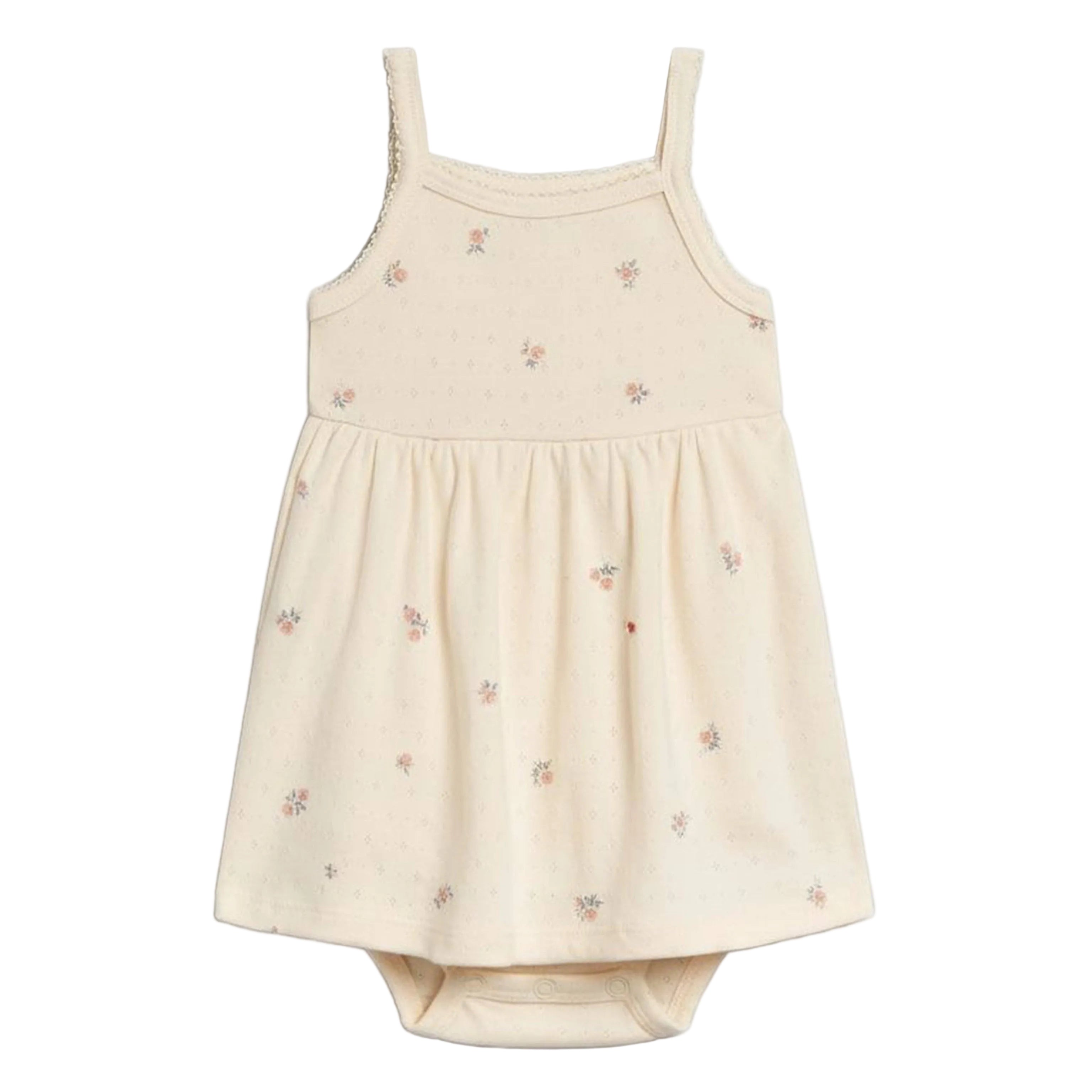 Pointelle Bodysuit Dress | Floral + Ivory