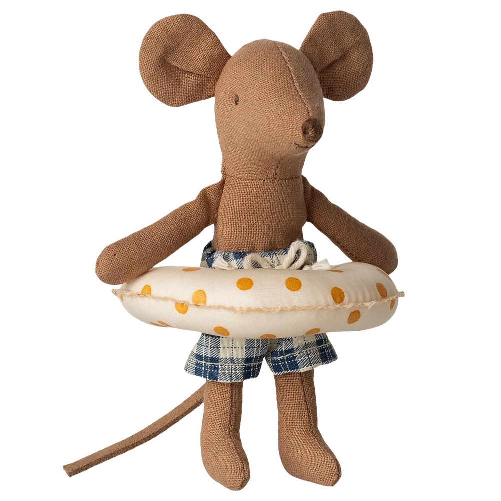 Little Brother Beach Mouse with Float | Yellow Dots