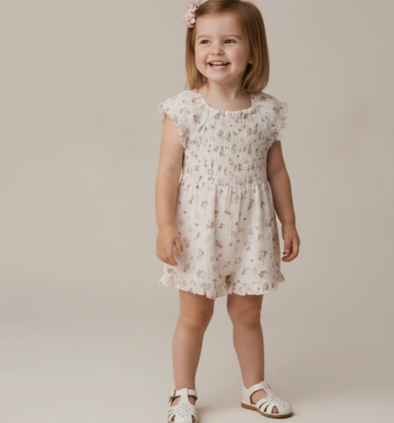 Smocked Jumpsuit | Blush Floral