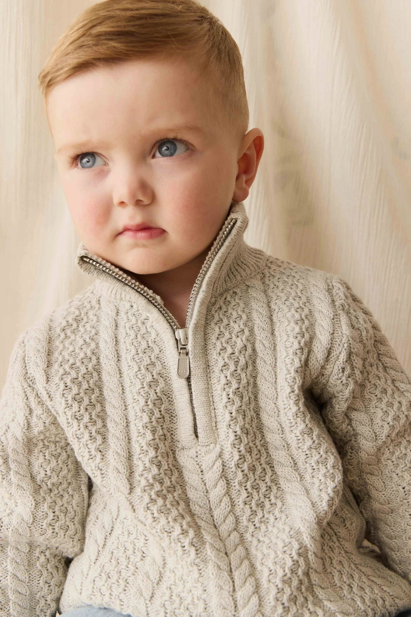 Clyde Half Zip Sweater - Light Grey