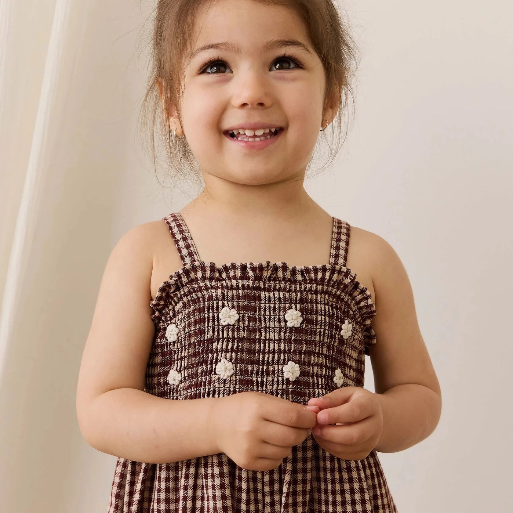 Organic Cotton Solenne Jumpsuit | Cinnamon Gingham