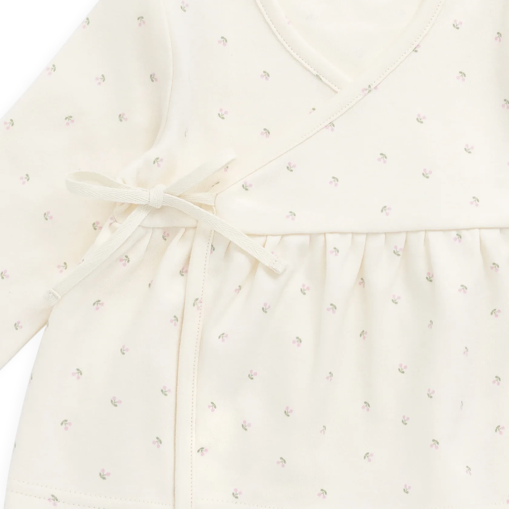 Organic Cotton Petal Wrap Top | Ditsy Cherries
