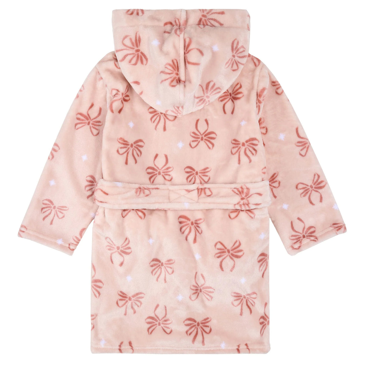 Ribbon Print on Misty Pink Plush Robe