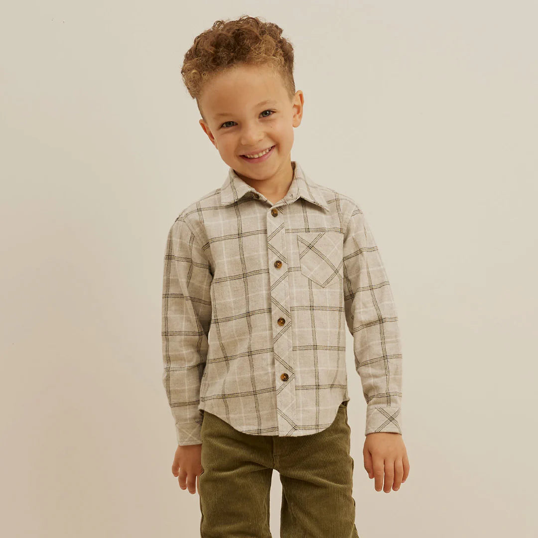 Light Grey Plaid Flannel Shirt