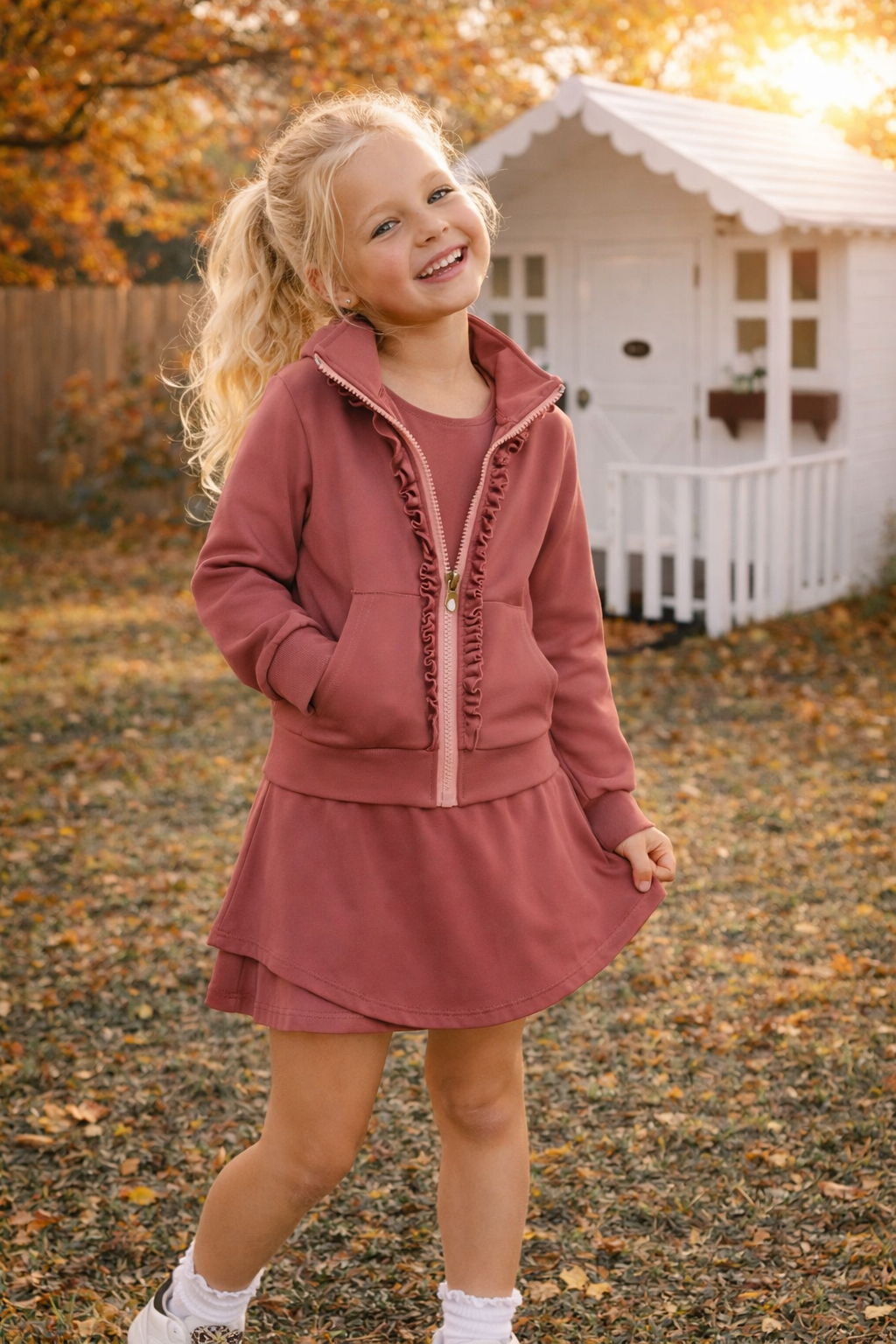 Zip Up Jacket | Solid Brown