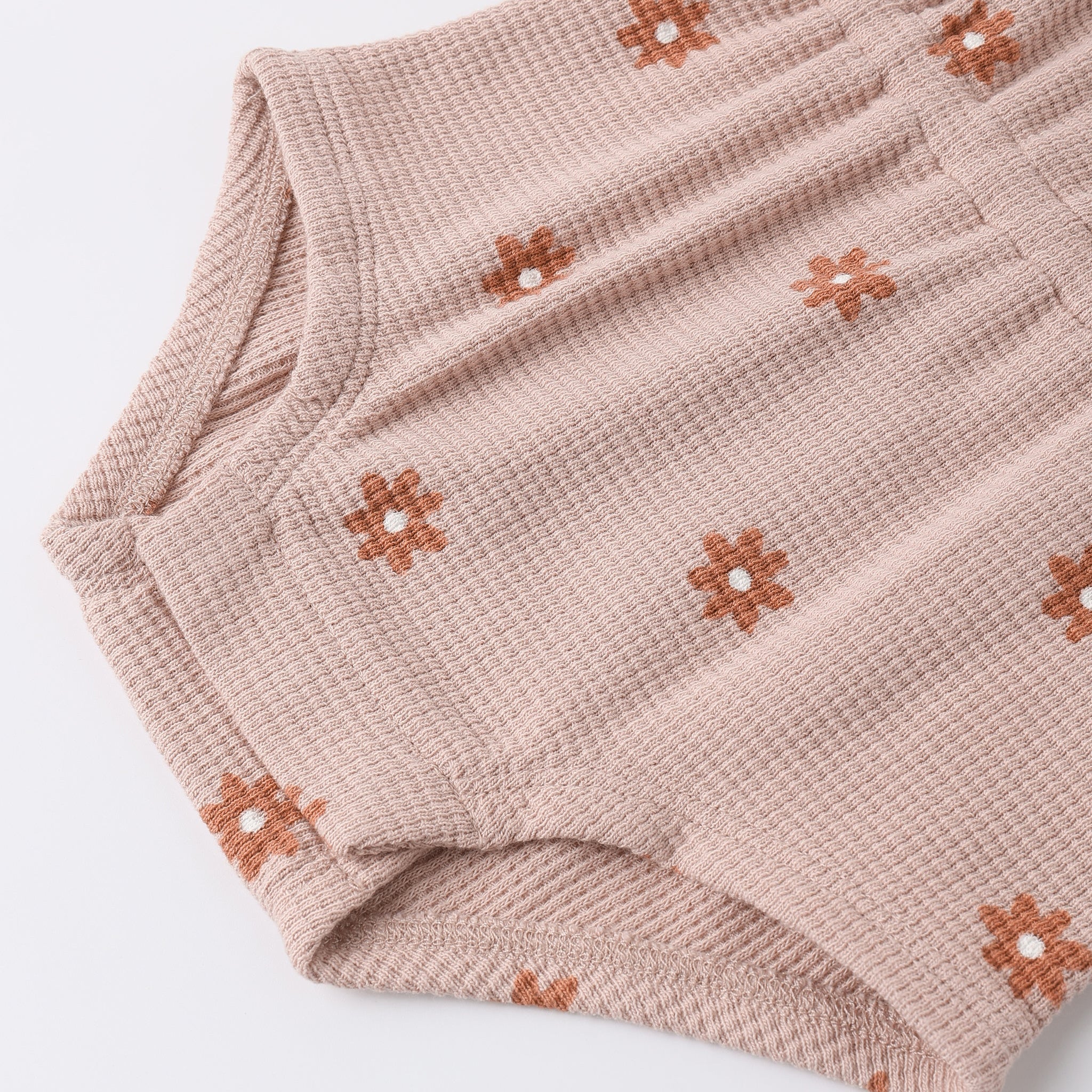 Waffle Cinch Romper | Pink Daisy