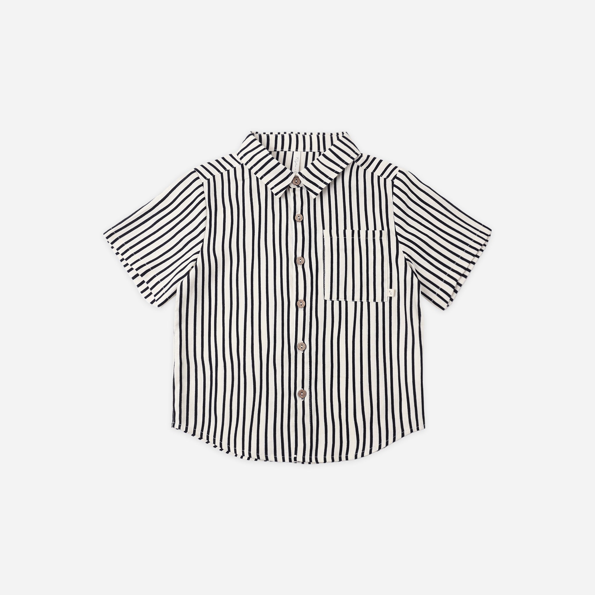 Collared Short Sleeve Shirt | Wavy Stripe