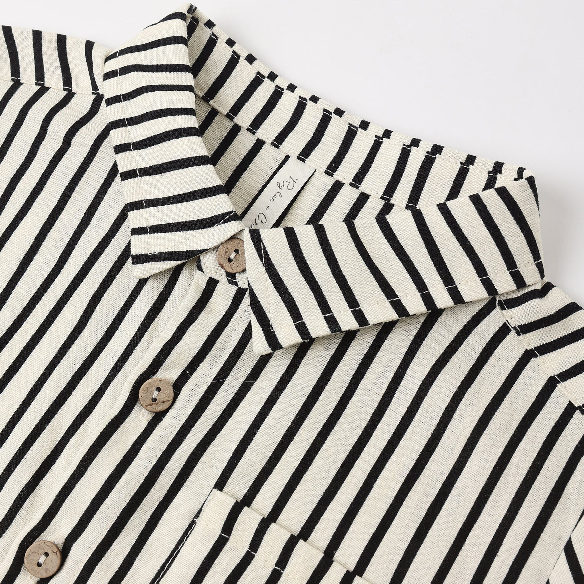 Collared Short Sleeve Shirt | Wavy Stripe
