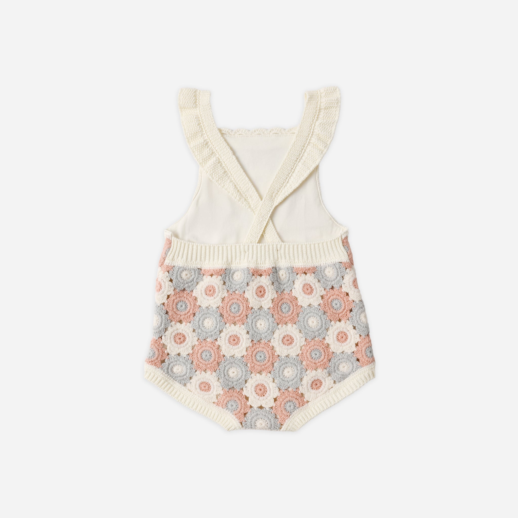 Crochet Romper | Blue, Light Pink, Ivory
