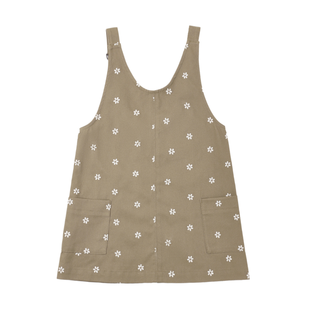 V-Neck Overall Dress | Embroidered Daisies