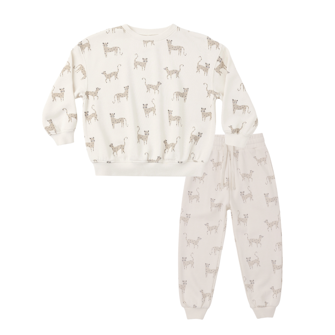 Relaxed Sweatshirt + Jogger Sweatpants | Leopards
