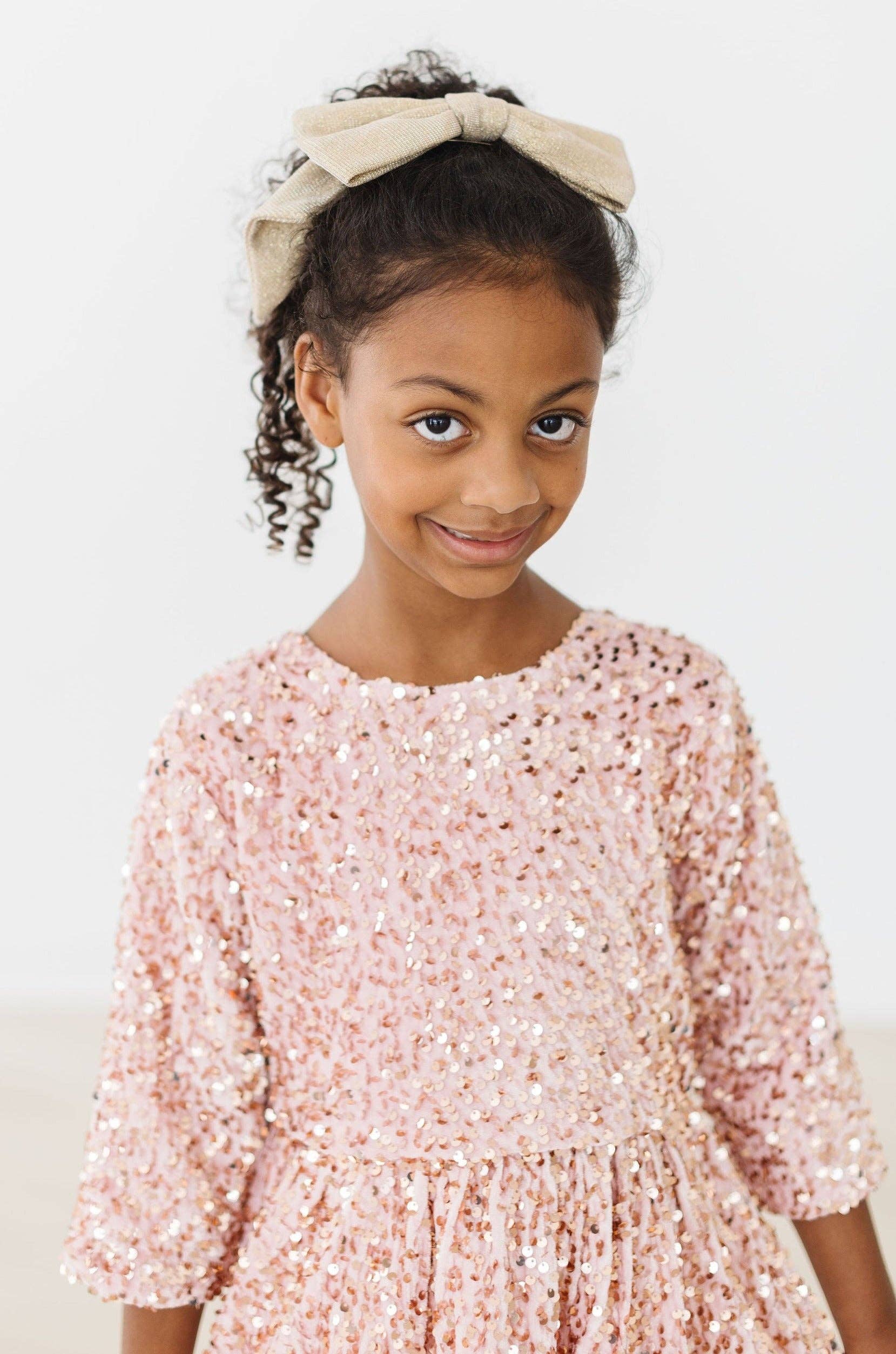Rose Gold Velvet Sequin Dress