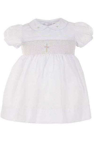 Baby Girls Christening Smocked Cross Dress