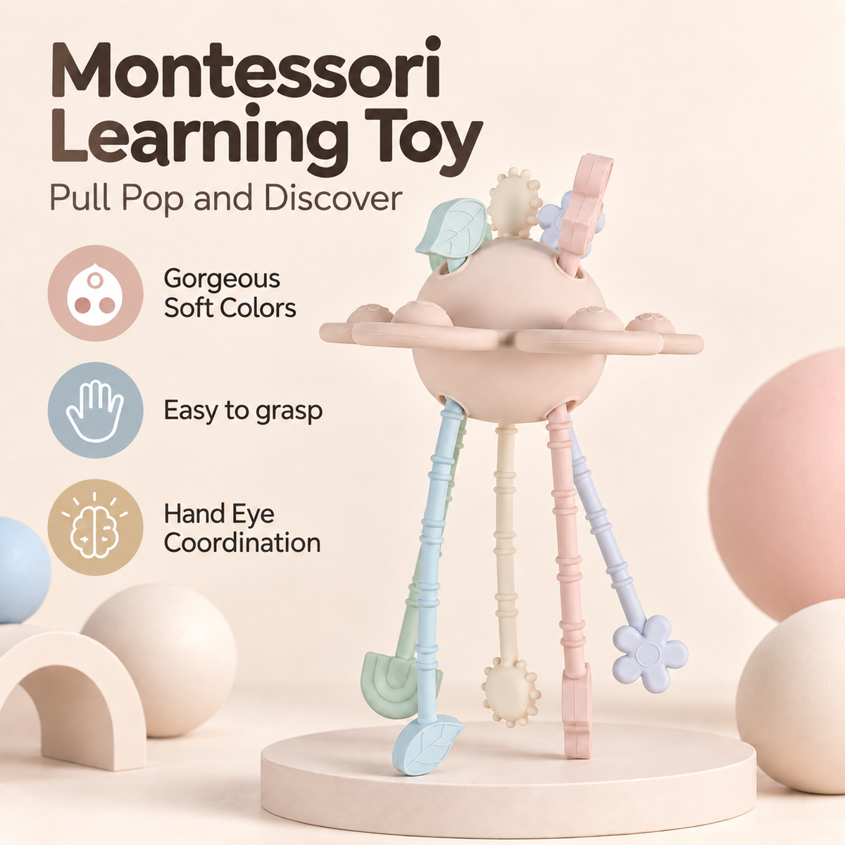 Ali+Oli Montessori Multi-Sensory Pull & Pop Toy