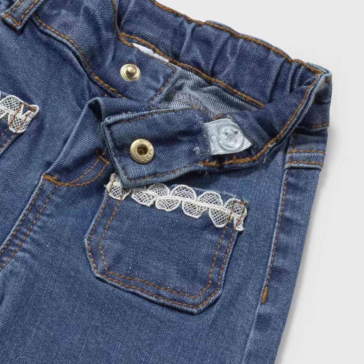 Dark Denim Pants | White Applique