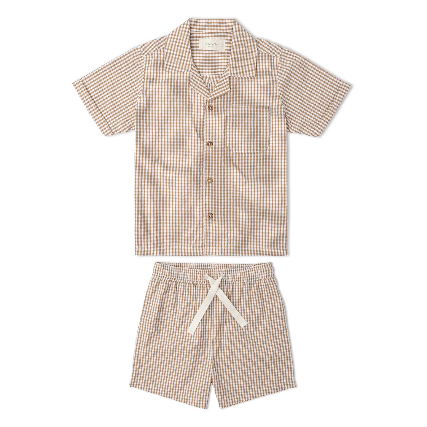 Shirt & Shorts Set | Caramel Check