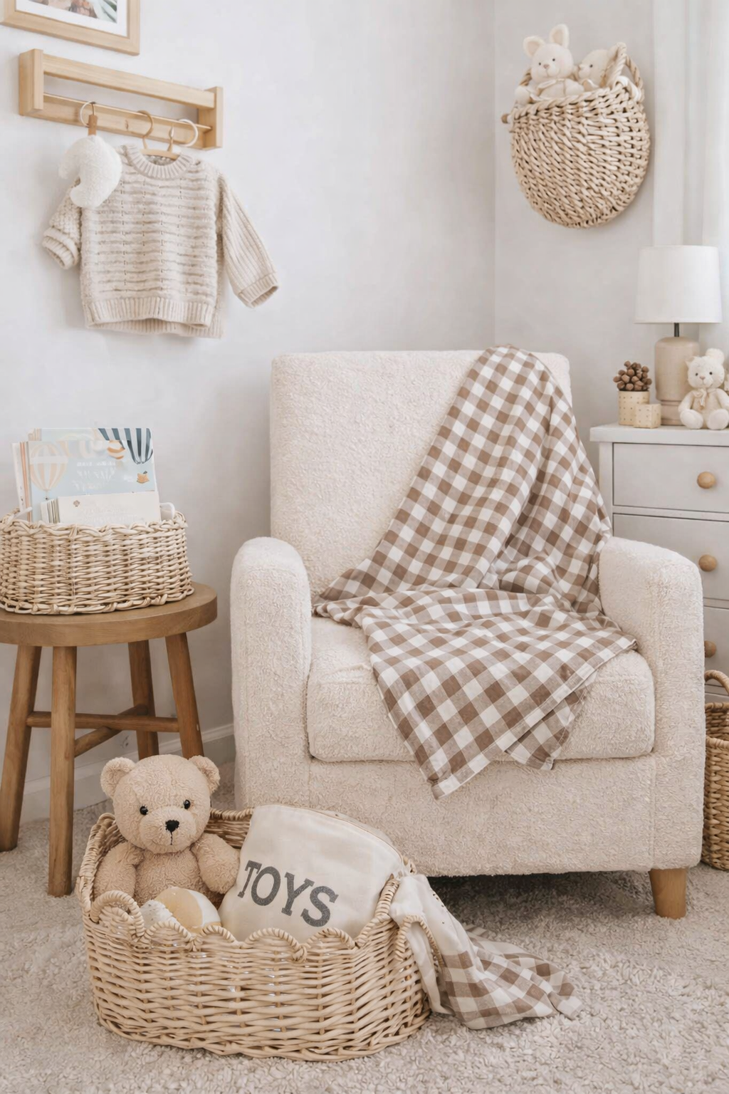 Bamboo Muslin Swaddle Blanket | Mocha Check