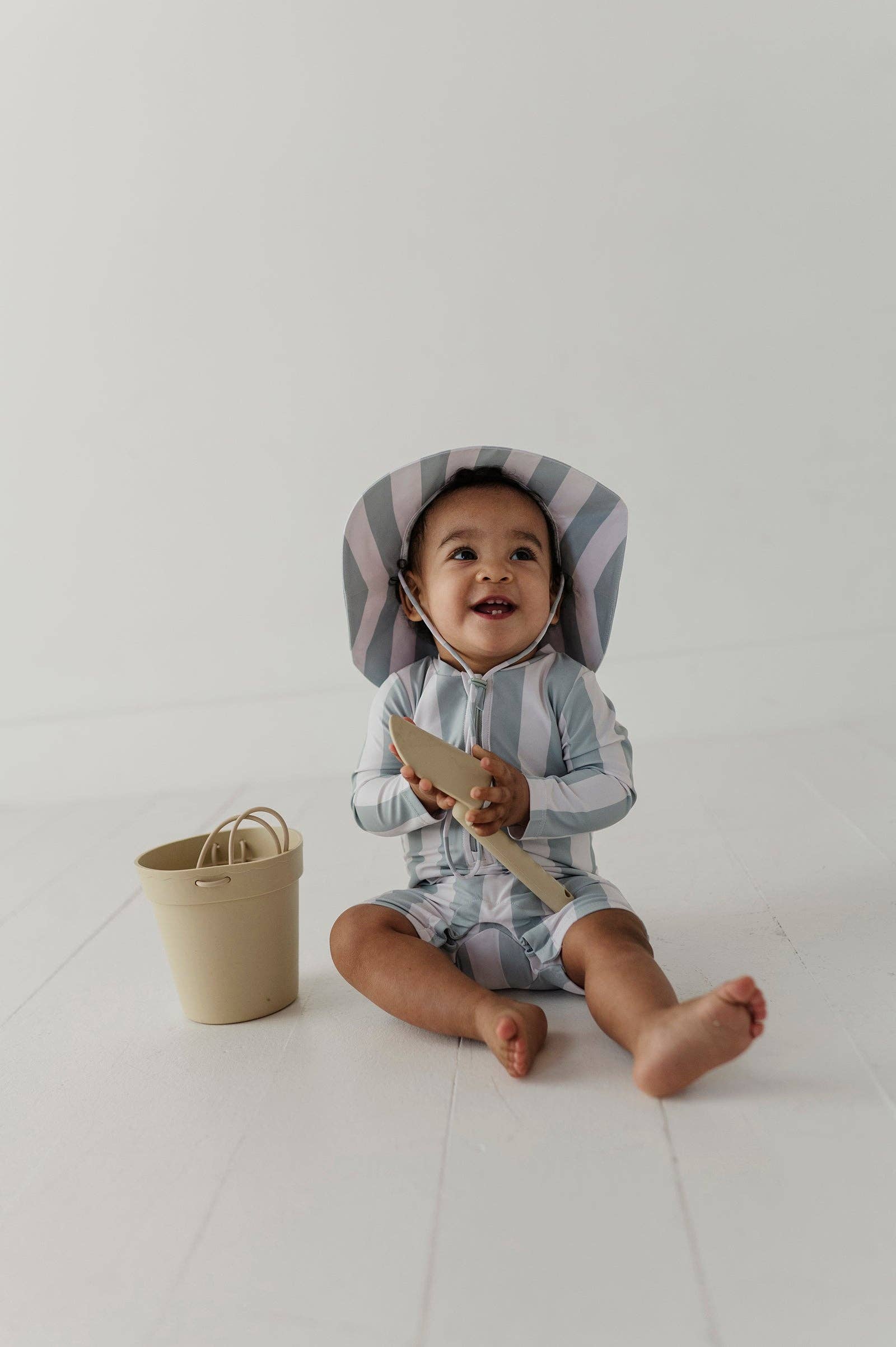Sun Hat | Aqua Grey Stripe